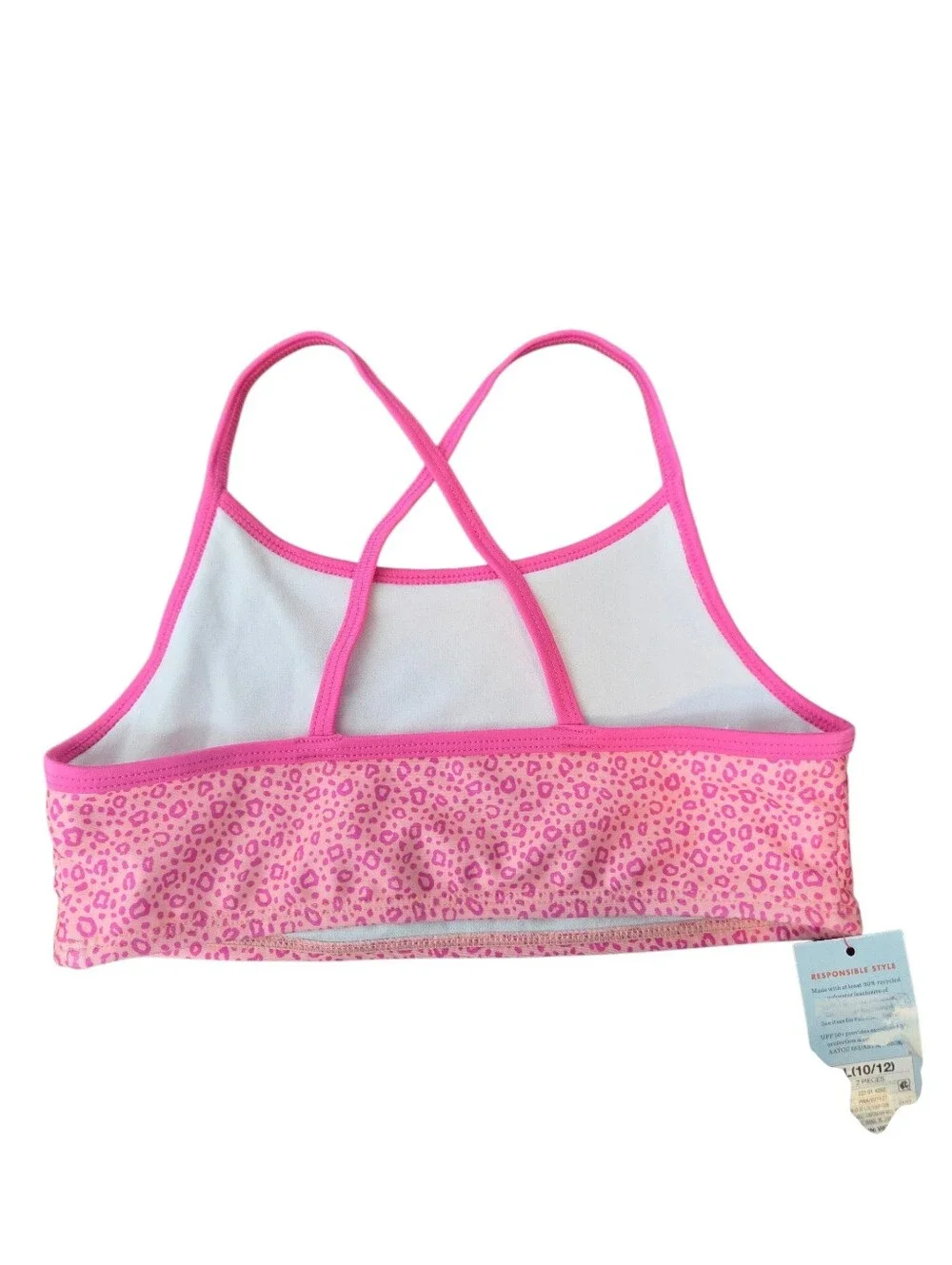 Cat & Jack Girls Pink Leopard Two-Piece Swimsuit Large (10/12) Nwt